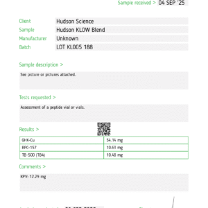 klow protocol 80mg – ultimate healing and anti inflammatory blend ( certificate of analysis, second image )