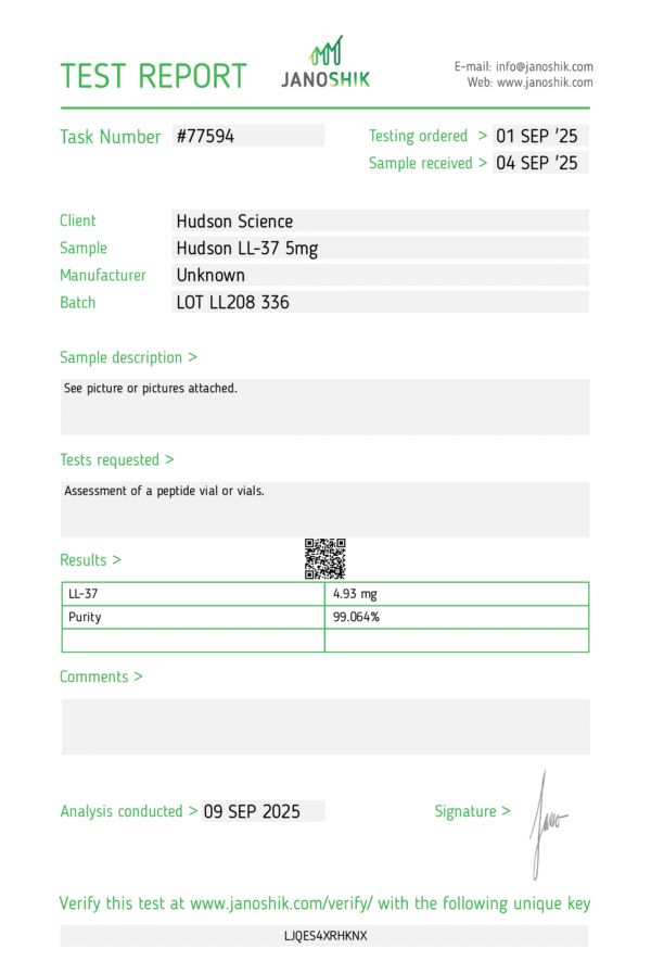 ll 37 5mg – [antibiotic & infection fighting] ( certificate of analysis, second image )